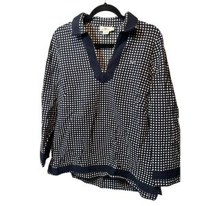 Vineyard Vines Women's Polka‎ Dot Collared Tunic Top Size 14 Blue White